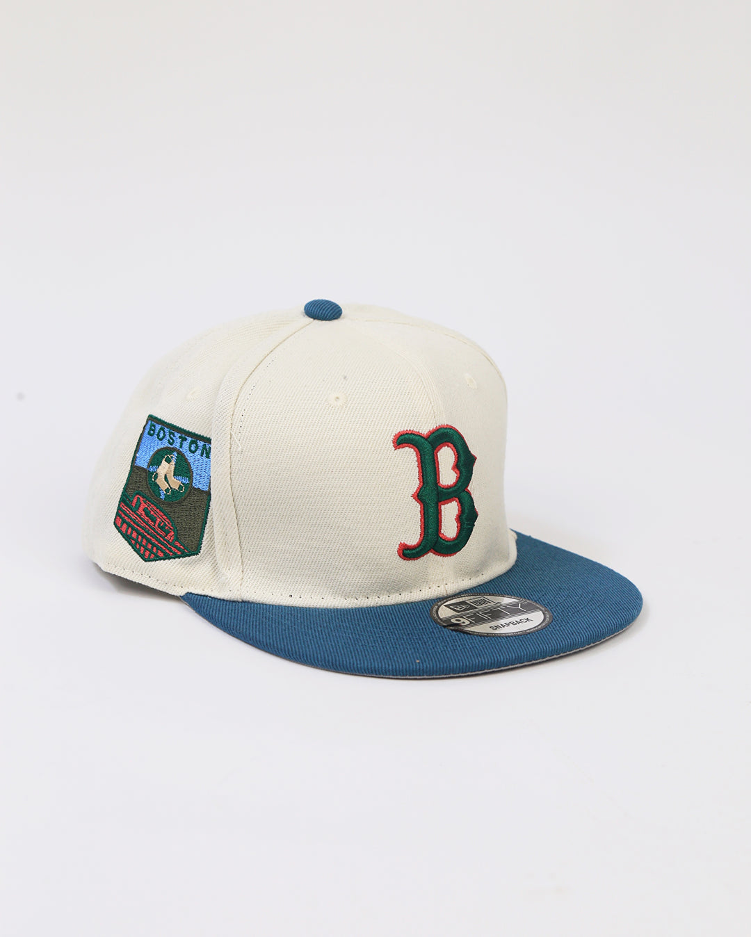 Boston Sox Landscape Adjustable SnapBack in Teal Blue and Beige