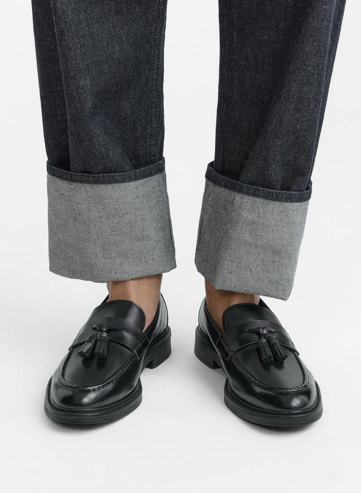 ZARA MATTE LEATHER TASSEL LOAFERS