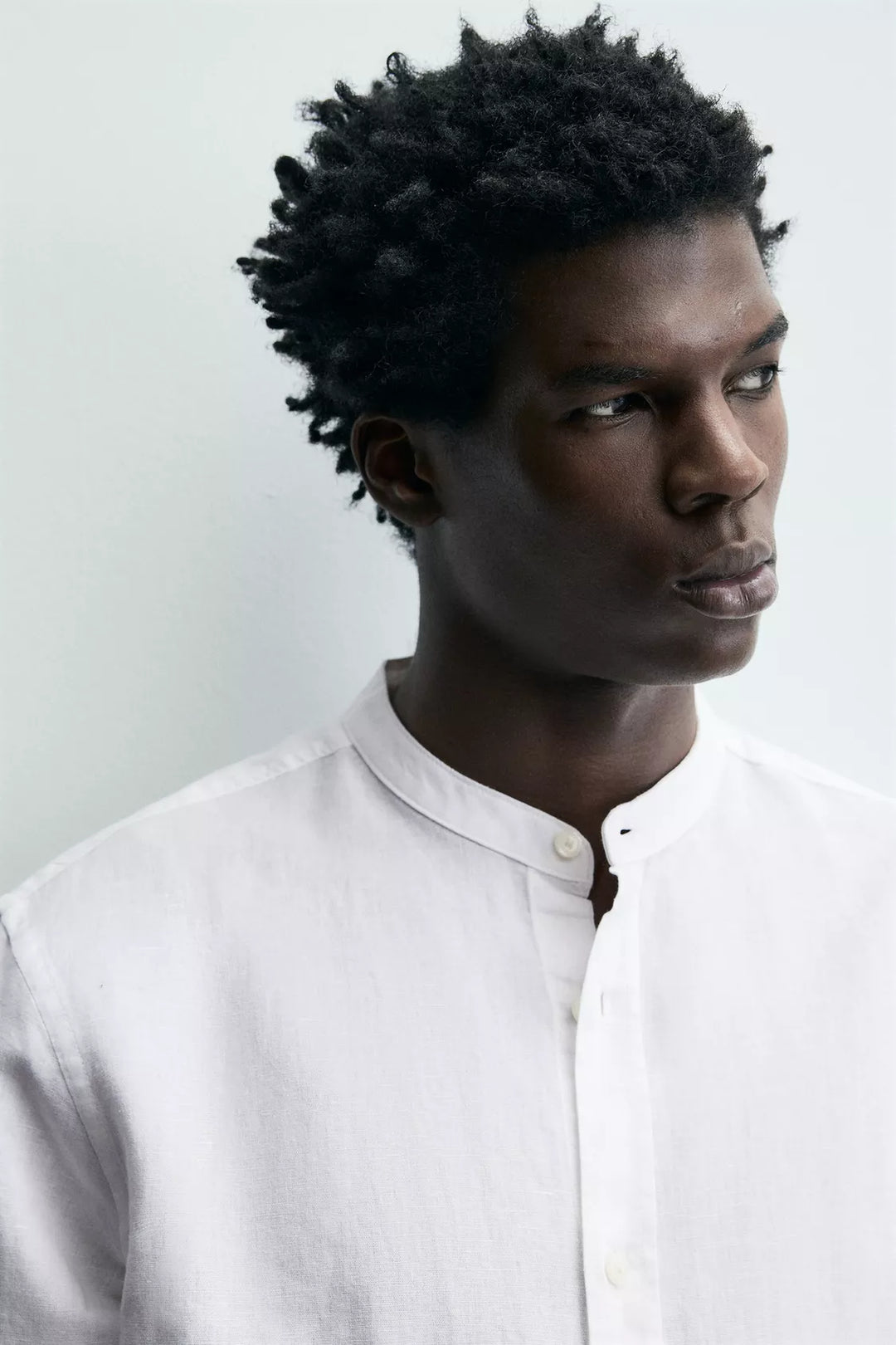 Garm Island Linen Tab Collar Button Down Shirt in White