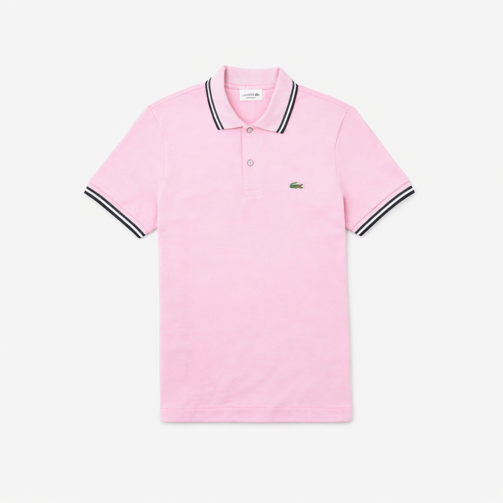 Lacoste Tipped Short Sleeve Polo Shirt in Pink