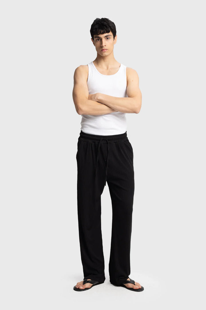 Giesto Tall Creased Linen pants in black