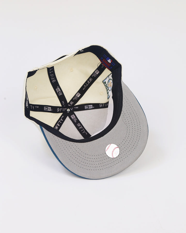 Boston Sox Landscape Adjustable SnapBack in Teal Blue and Beige