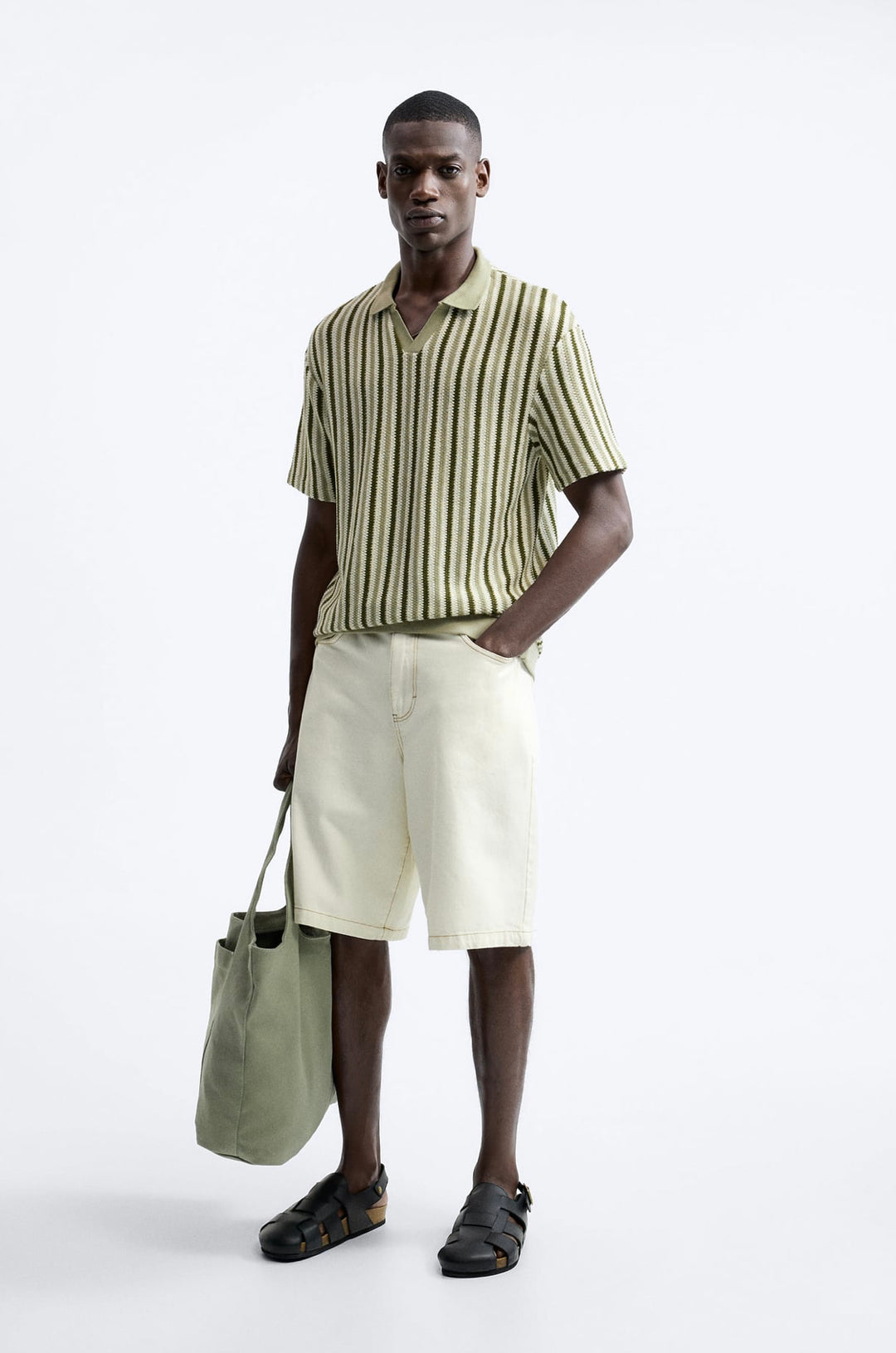 ZARA STRIPED JACQUARD POLO SHIRT