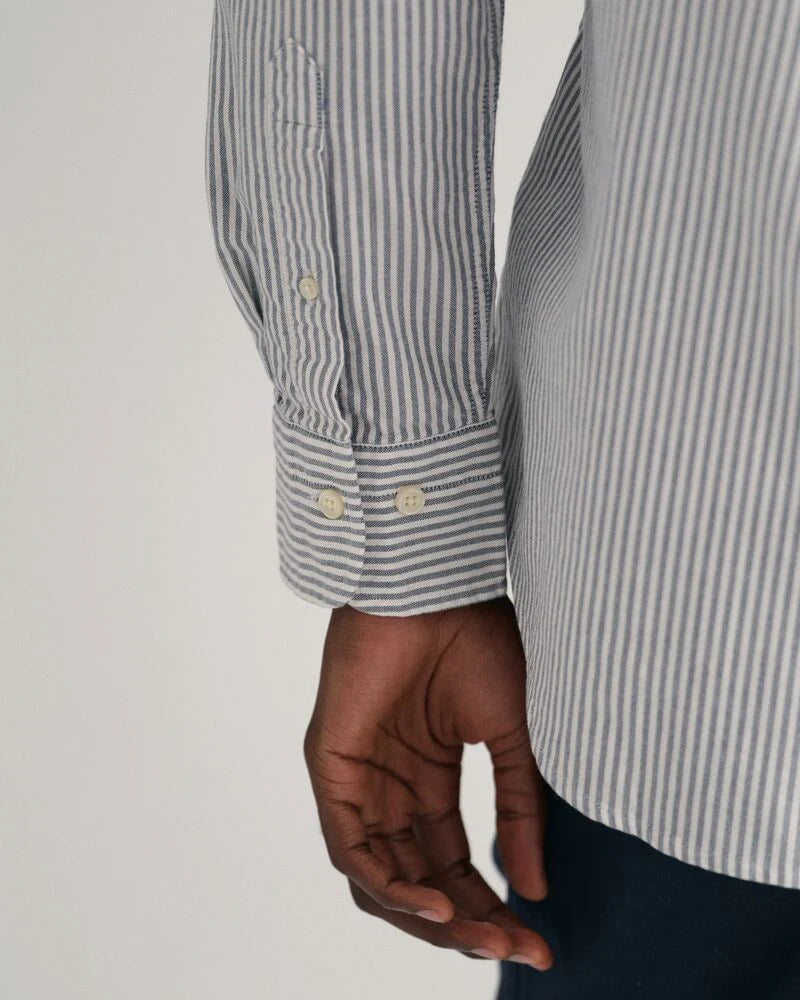 GANT Regular Fit Banker Stripe Classic Oxford Shirt in Grey