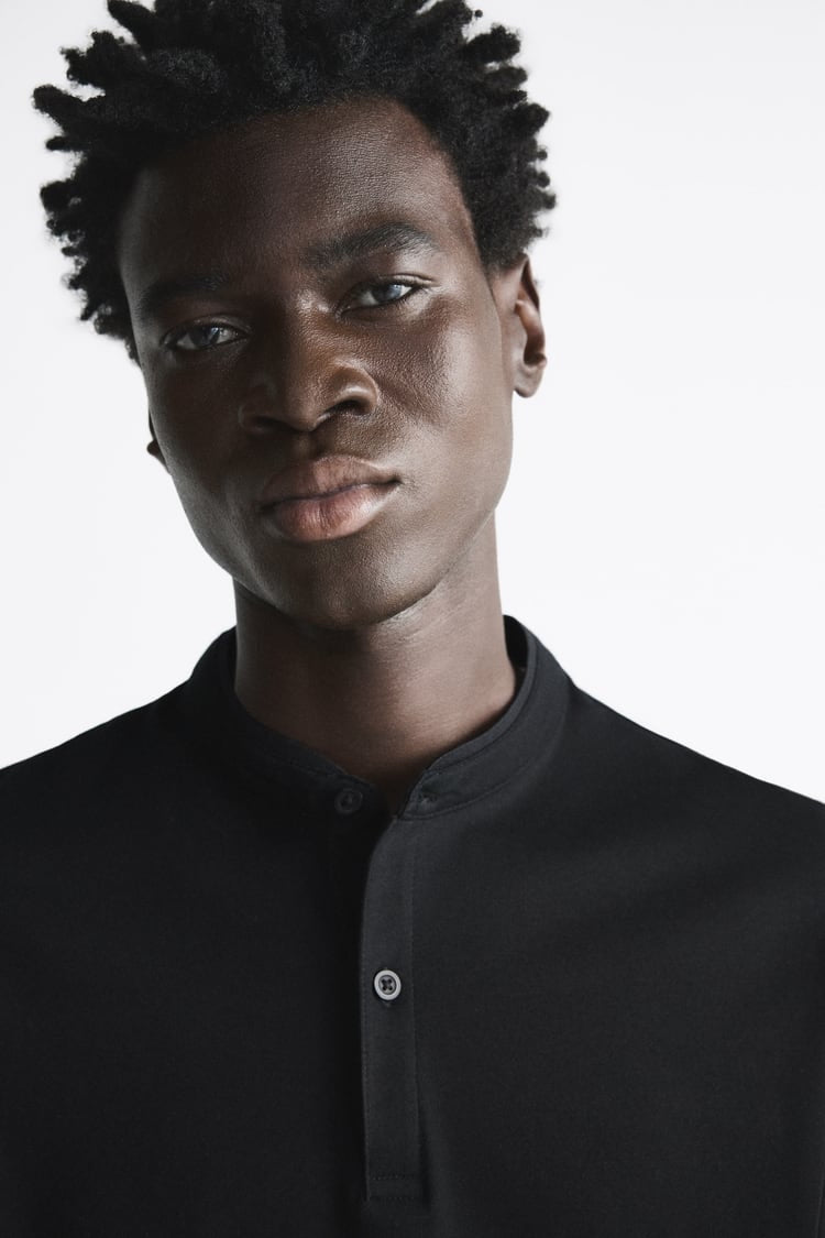 ZARA POLO SHIRT WITH MERCERISED FINISH BLACK