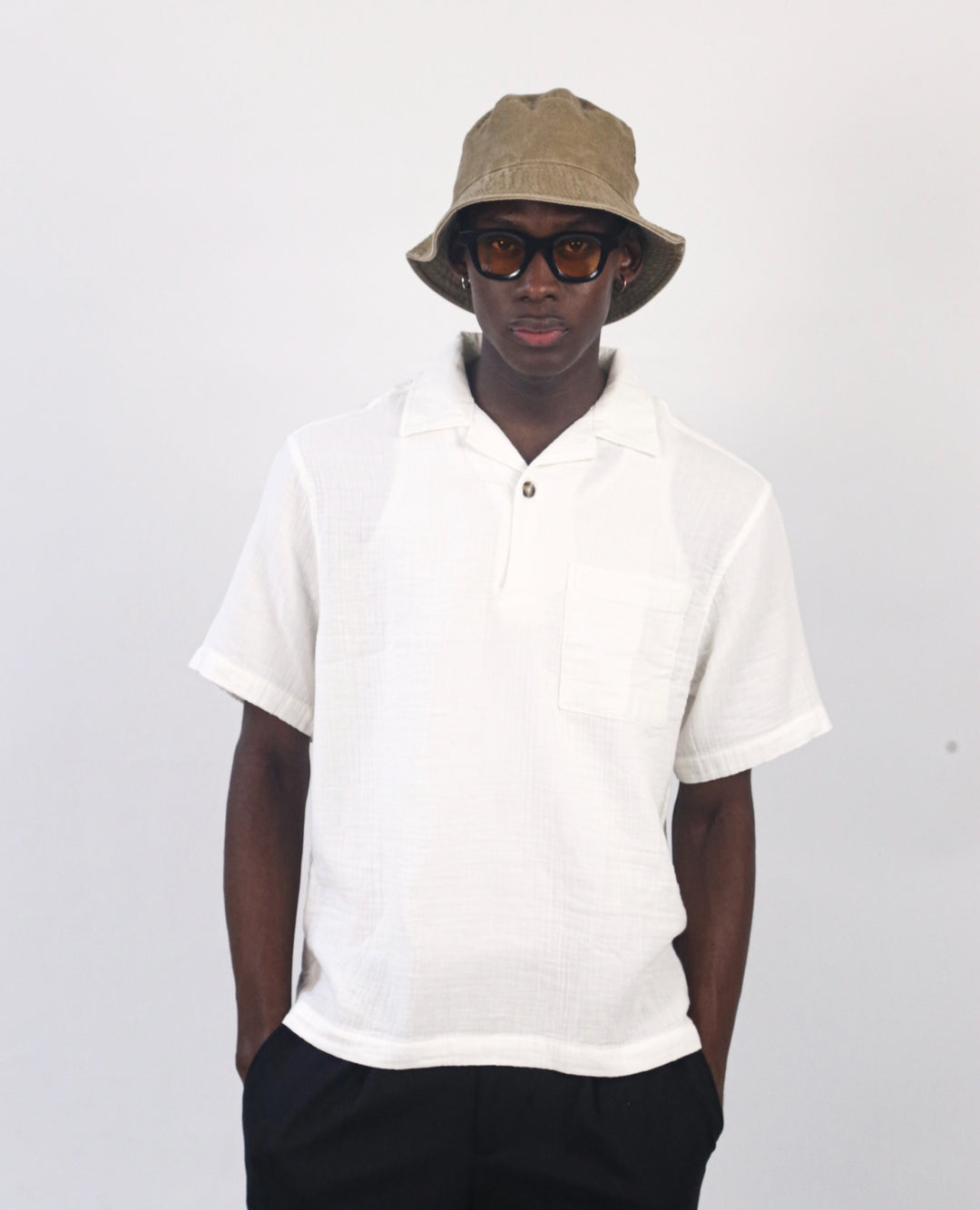 GIESTO spring short sleeve shirt in white