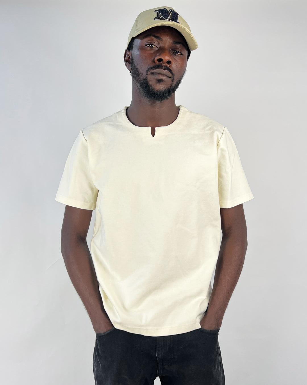 Garm Island Notch Neck T-shirt in cream