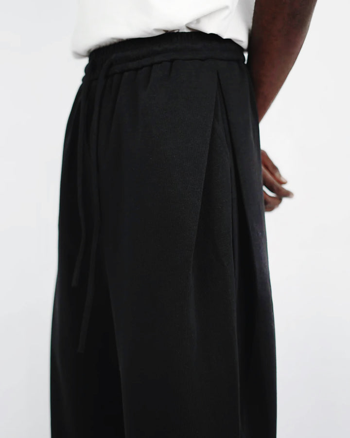 Garm Island Hakama Wide Leg Sweatpants in Black