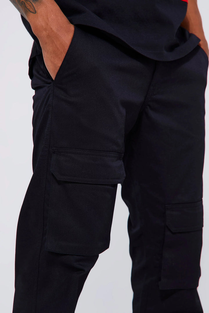 BOOHOOMAN FIXED WAIST STRAIGHT FIT CARGO TROUSER