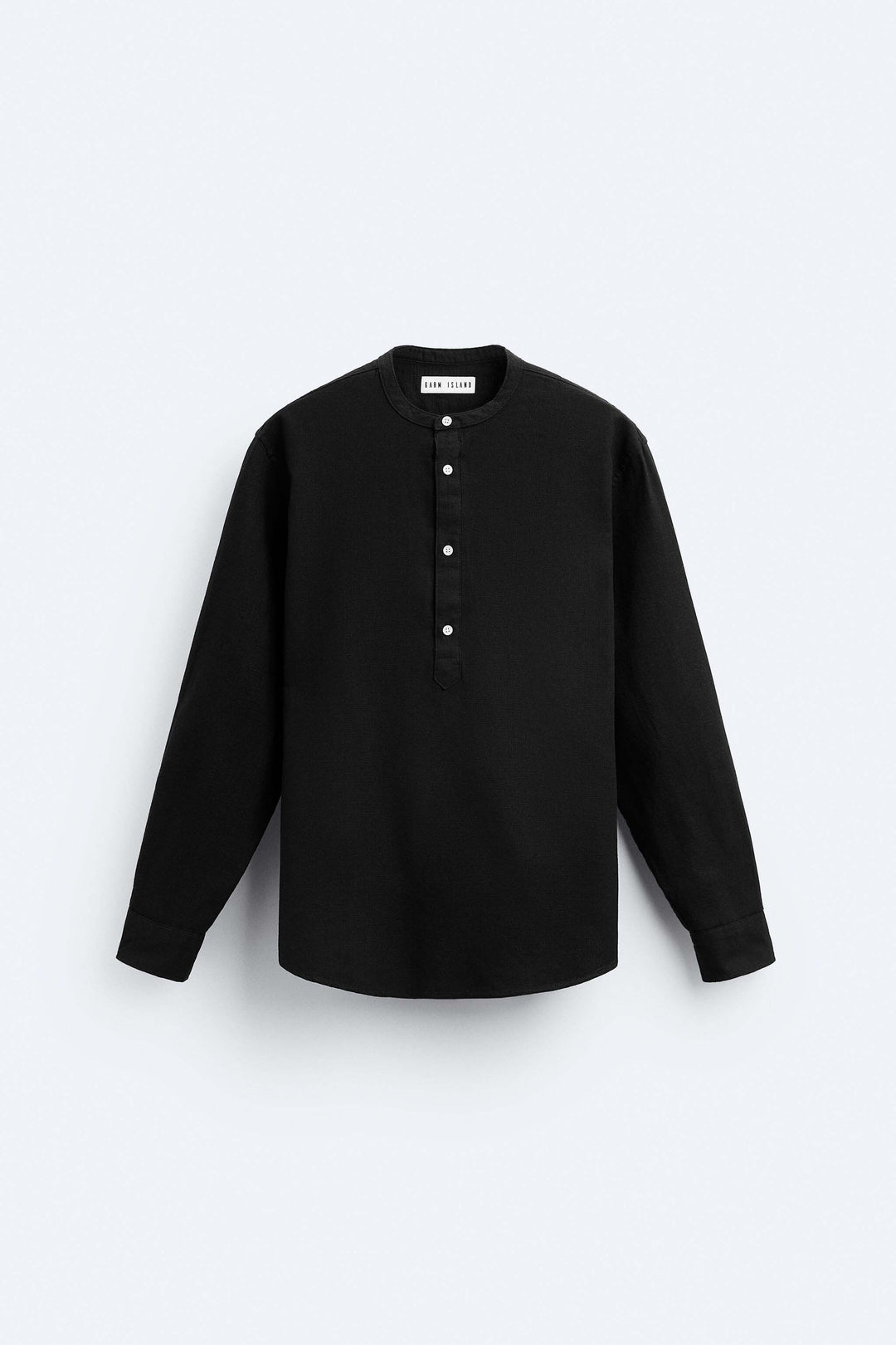 Garm Island Linen Blend Tab Collar shirt in black