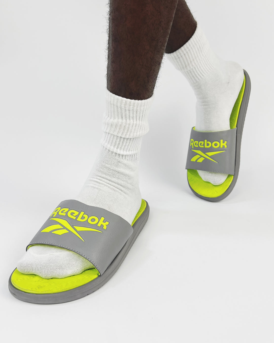 Reebok Dual Density Slides in Lime Green