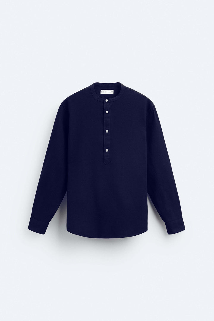 Garm Island Linen Blend Tab Collar shirt in navy