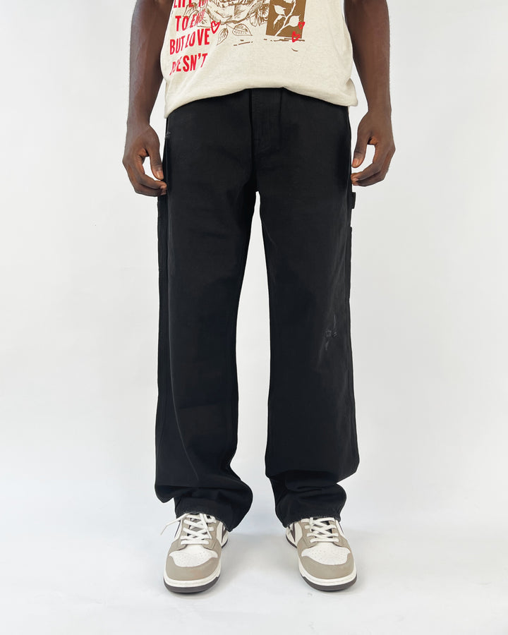 Aeropostale Baggy Carpenter Denim Jeans with rips in black