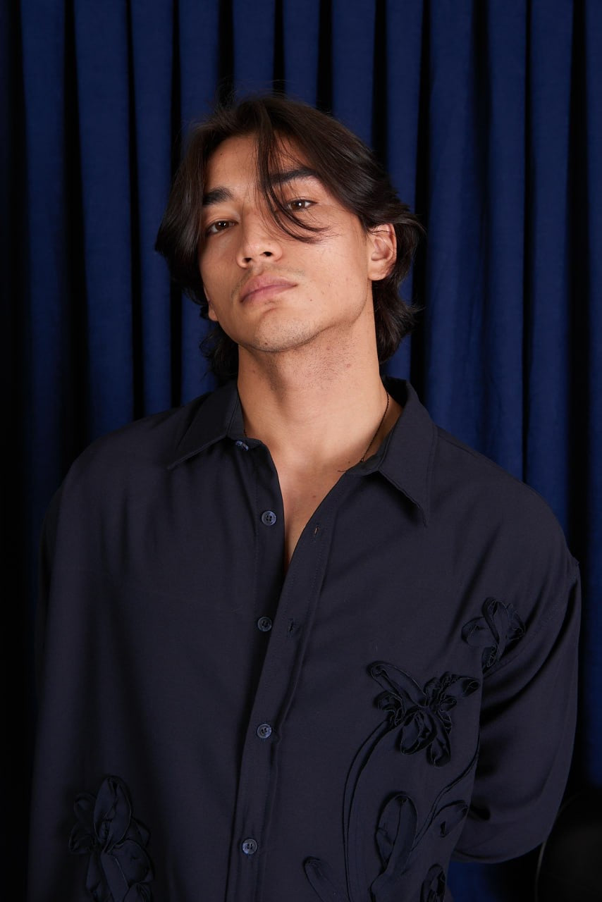 Kaen Textured Shirt in Navy Blue