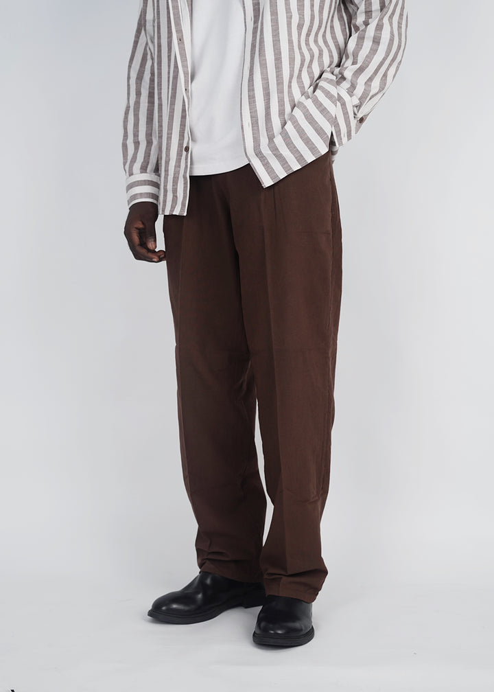 Snazzy linen blend pants in brown