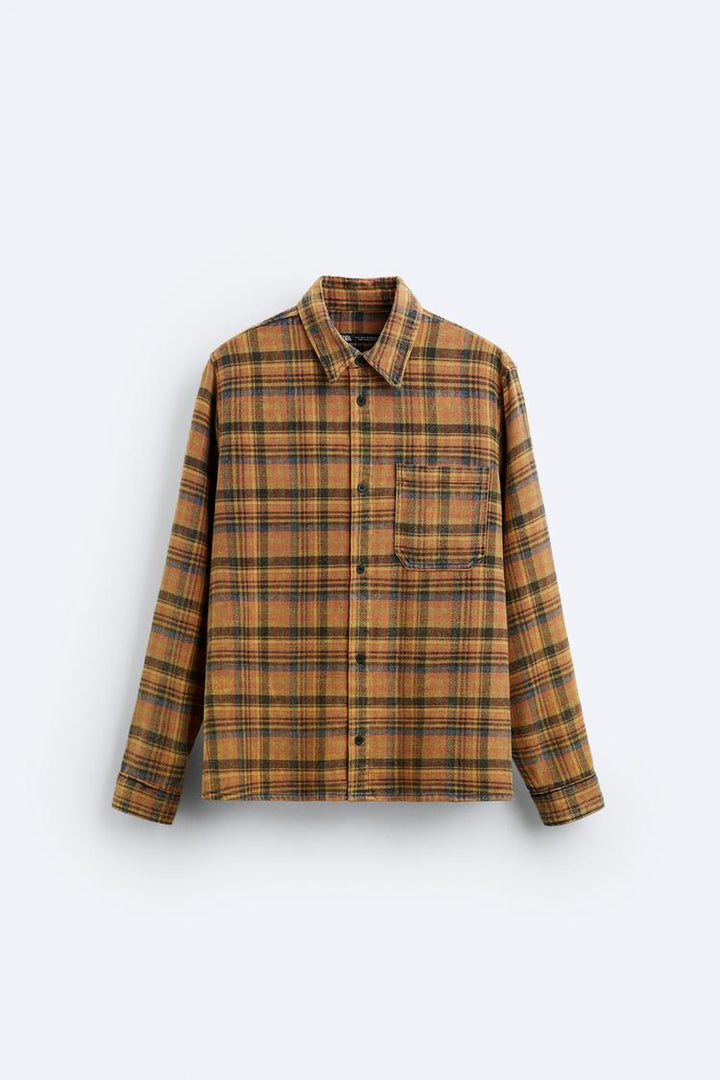 ZARA CHECK FLANNEL SHIRT CAMEL