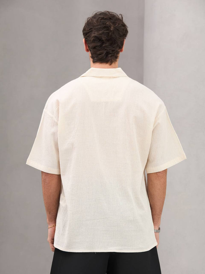 2morrow Embroidered Floral Shirt in Beige