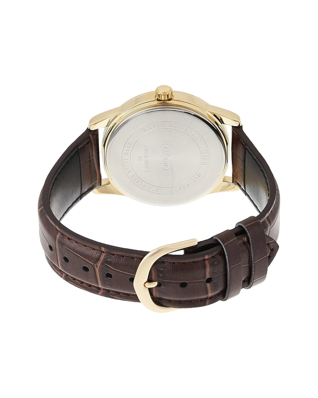 Casio MTP- V001 GL-9B leather strap watch in gold