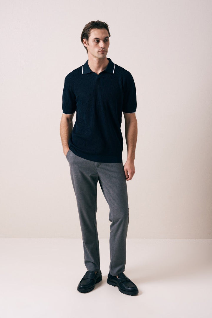 Massimo Collar detail polo shirt in blue