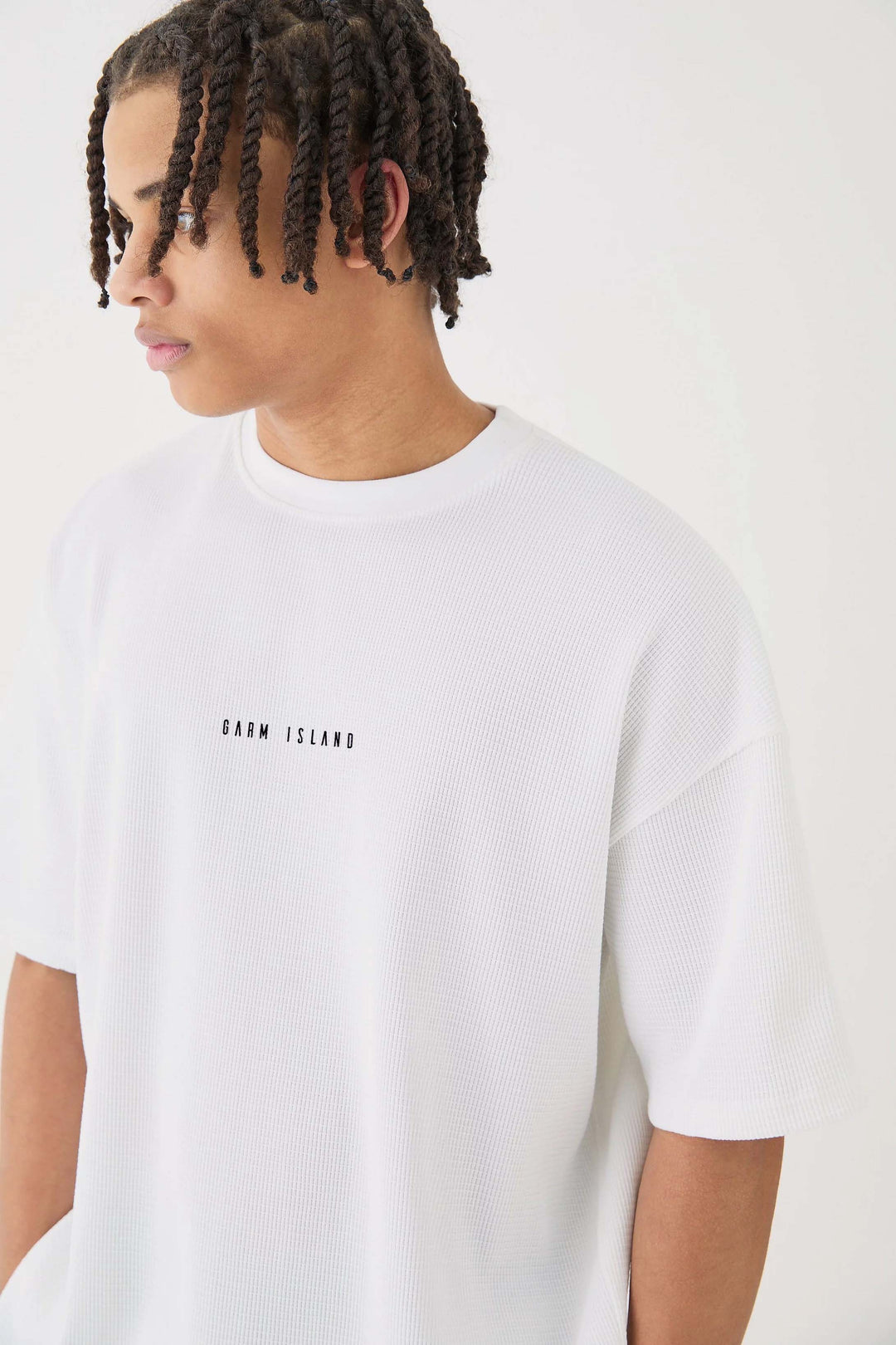 Garm Island Premium Oversized Waffle T-shirt in White