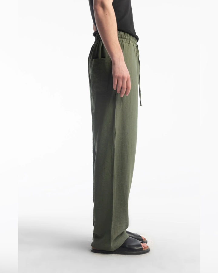 Retro club Cotton Blend Linen pants in green