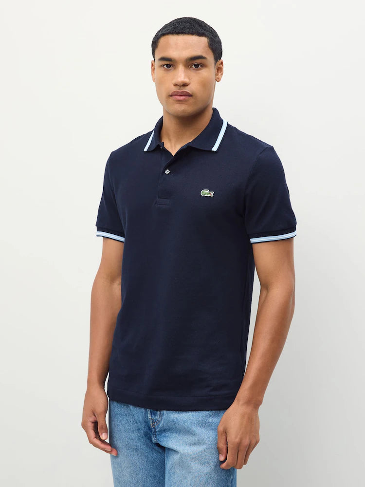 Lacoste Tipped Short Sleeve Polo Shirt in Navy