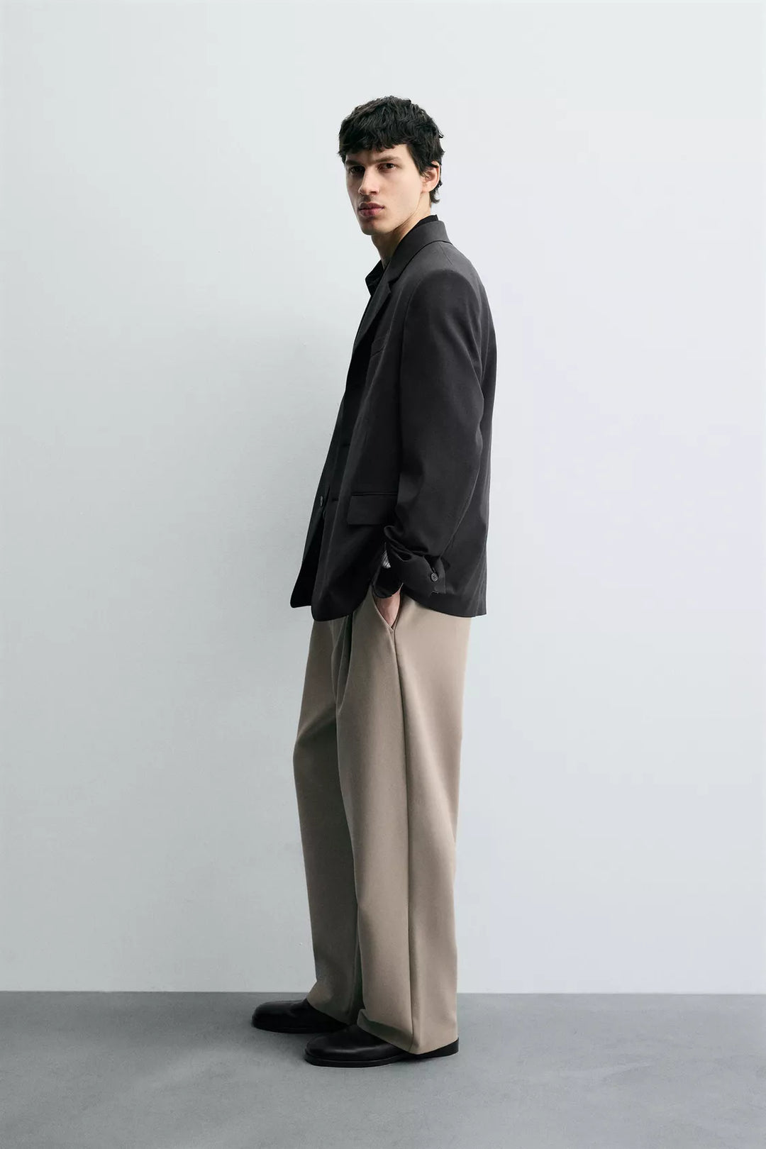 Snazzy smart wide leg pants in beige