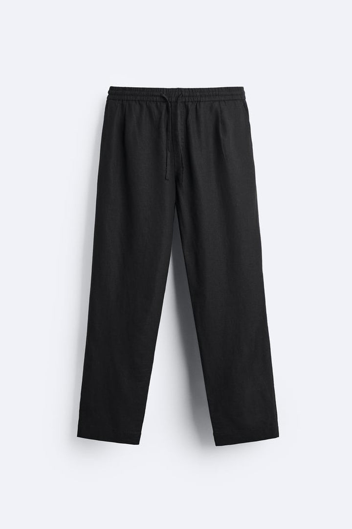 Retro club Cotton Blend Linen pants in black