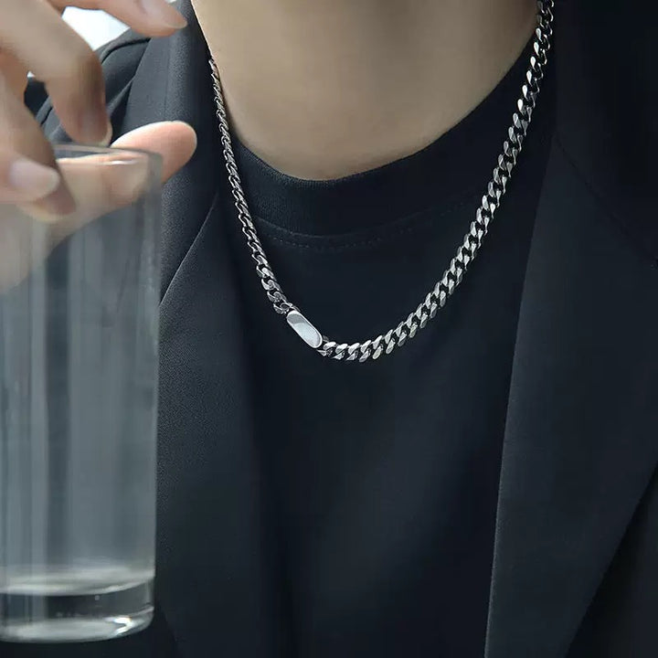 Men simple necklace with tag