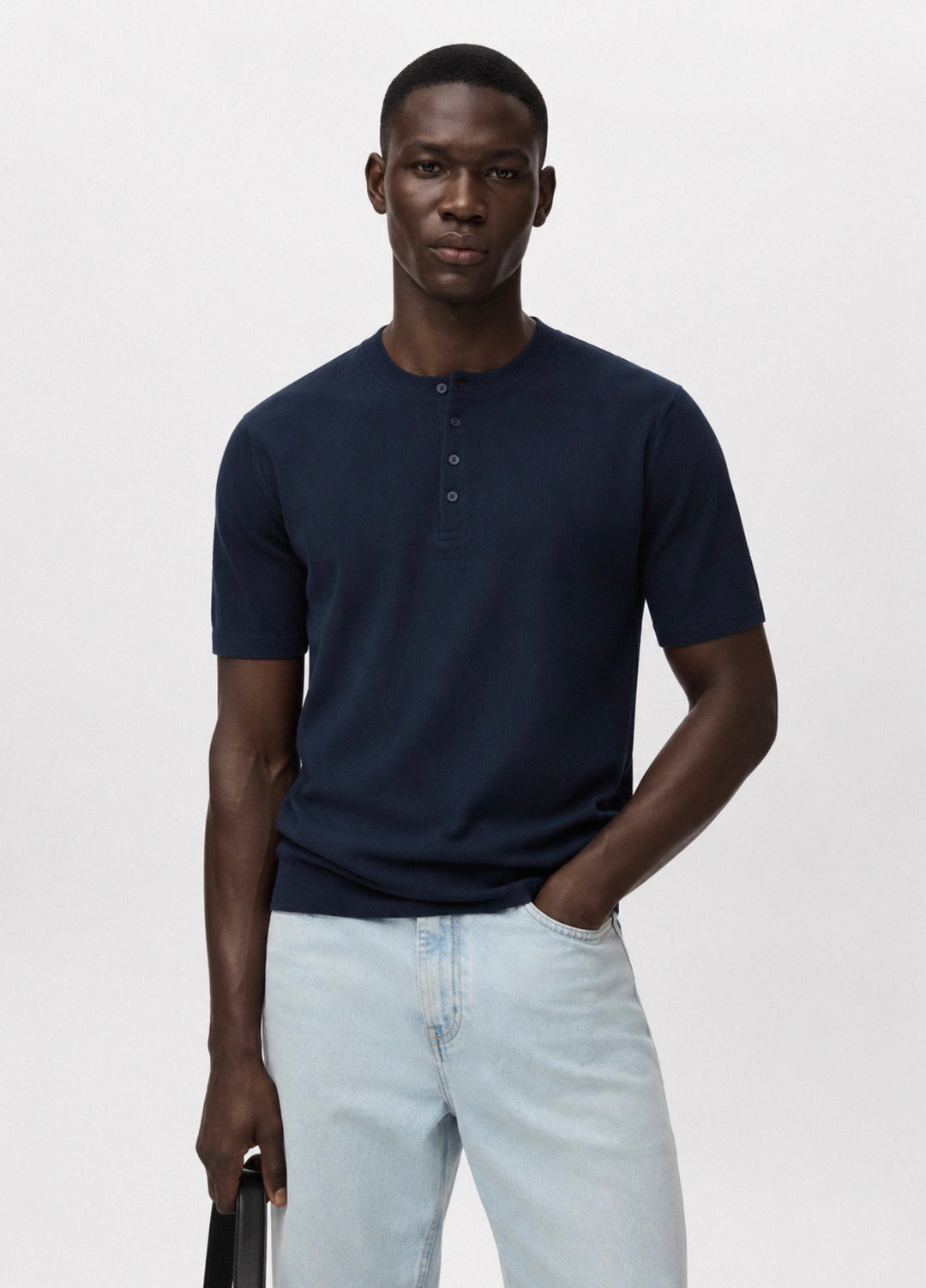 Marrakech ribbed Henley shirt in blue