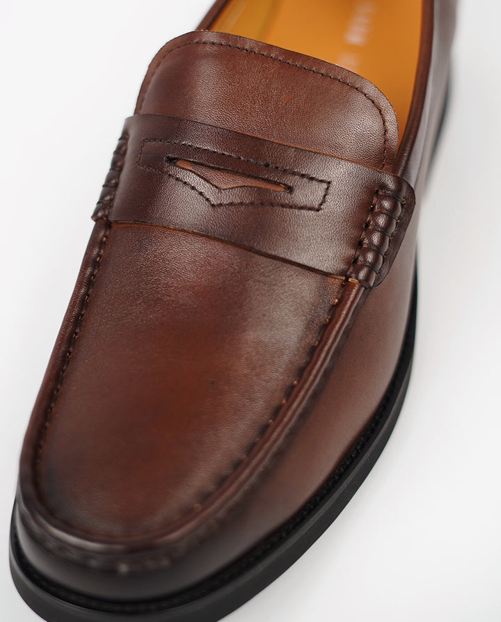 Garm Island Vintage Calf Leather Penny Loafers in Brown