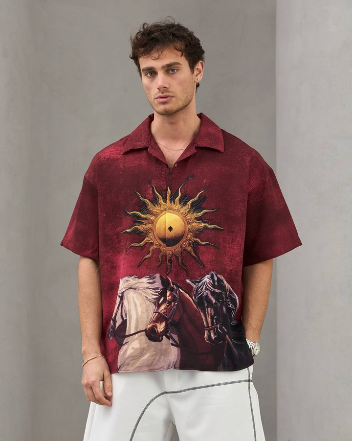 2morrow Celestial Trinity shirt in burgundy