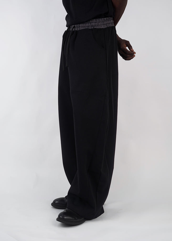 Garm Island Barrel Check Detail Sweatpants in Black