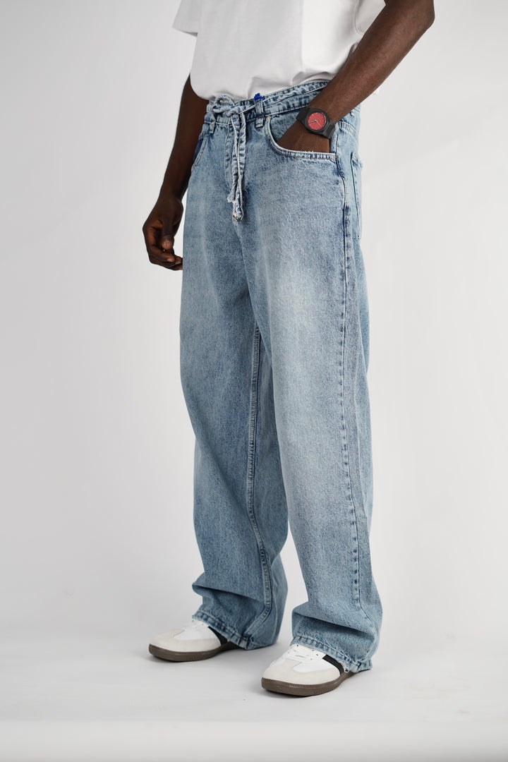 GIESTO BAGGY BELT JEANS DARK BLUE