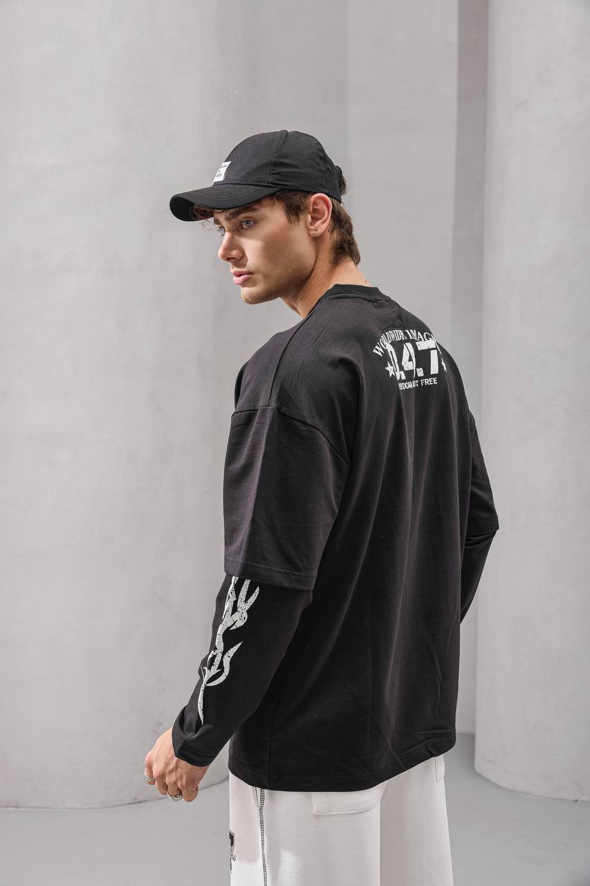 2morrow Overized Wild Life Long Sleeve T-shirt in black