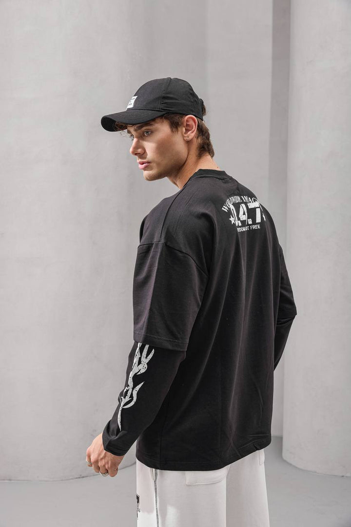 2morrow Overized Wild Life Long Sleeve T-shirt in black
