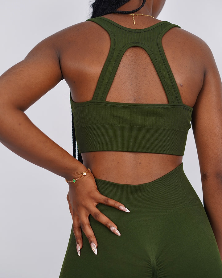 Garm Island Seamless Ribbed Tank Vest in Green