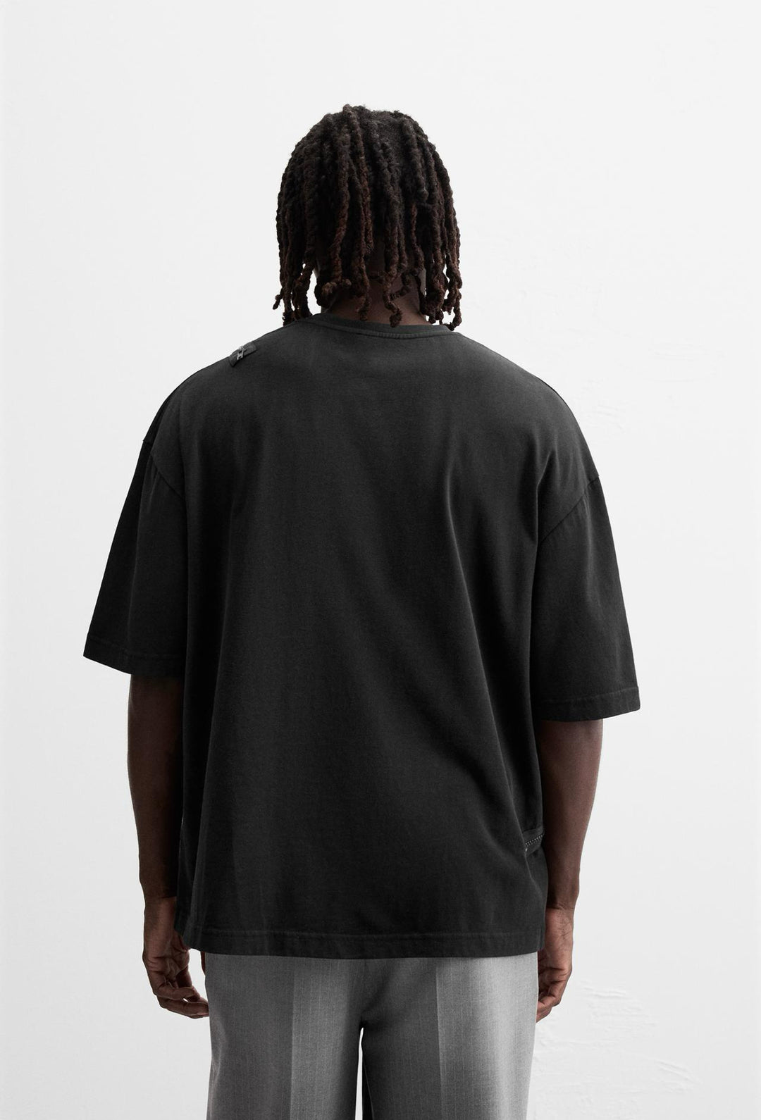 ZARA T-SHIRT WITH ZIPS DARK ANTHRACITE