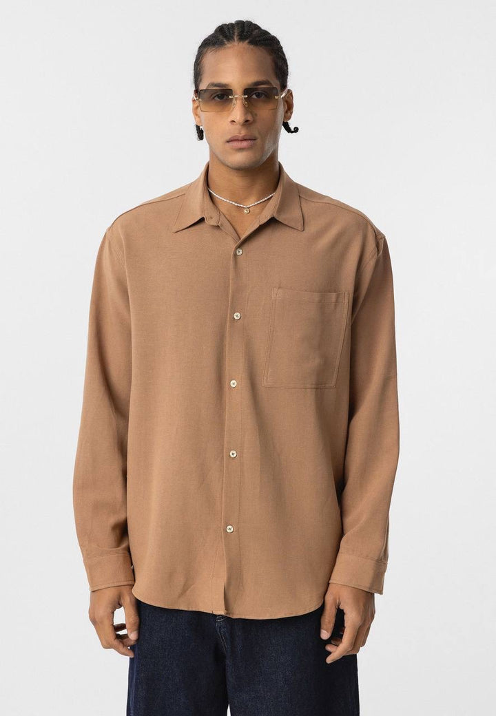 Essence of life oversized cotton shirt in brown