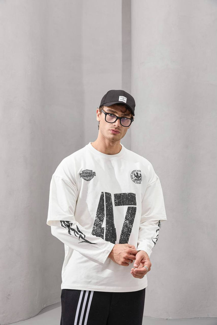 2morrow Overized Wild Life Long Sleeve T-shirt in white