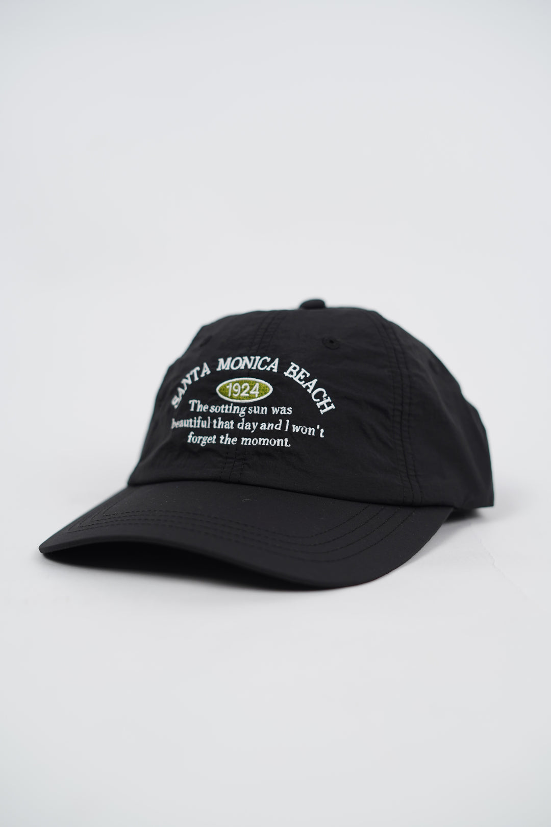 Embroidered Text Curved Adjustable Baseball Cap in Black
