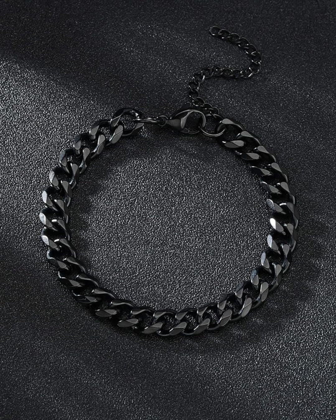 Cuban link bracelet in gun black