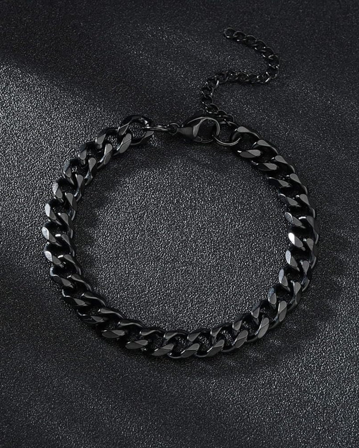 Cuban link bracelet in gun black