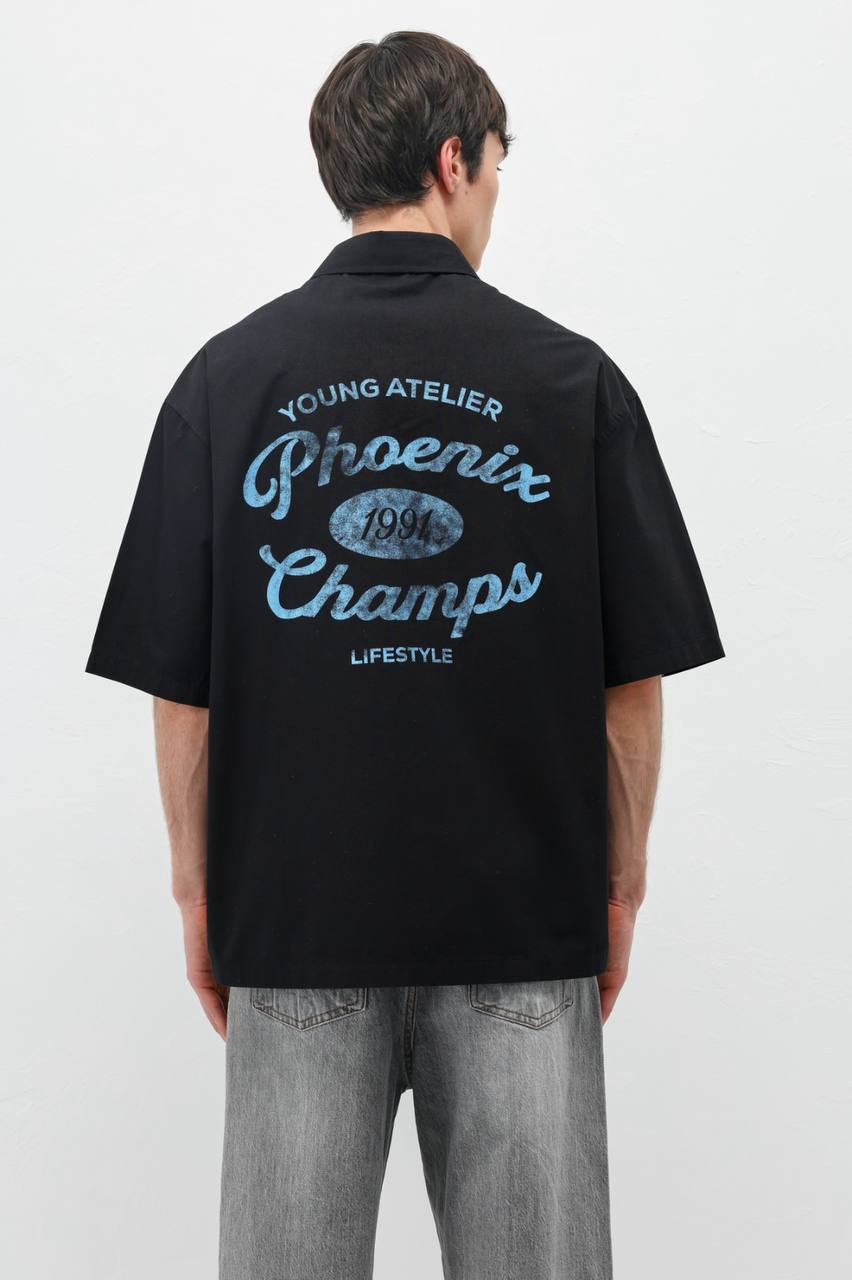 Vamos Phoenix Champs Oversized Shirt in Black
