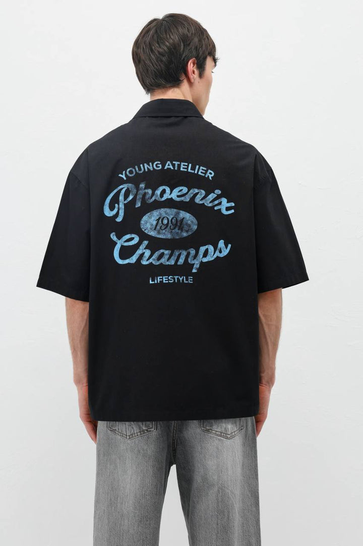 Vamos Phoenix Champs Oversized Shirt in Black