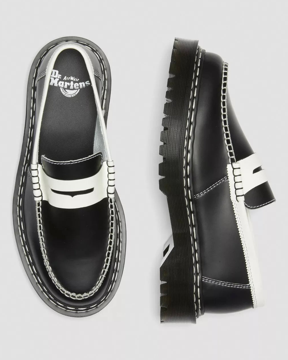 Dr Martens Penton Bex Contrast Leather Loafers in black and white