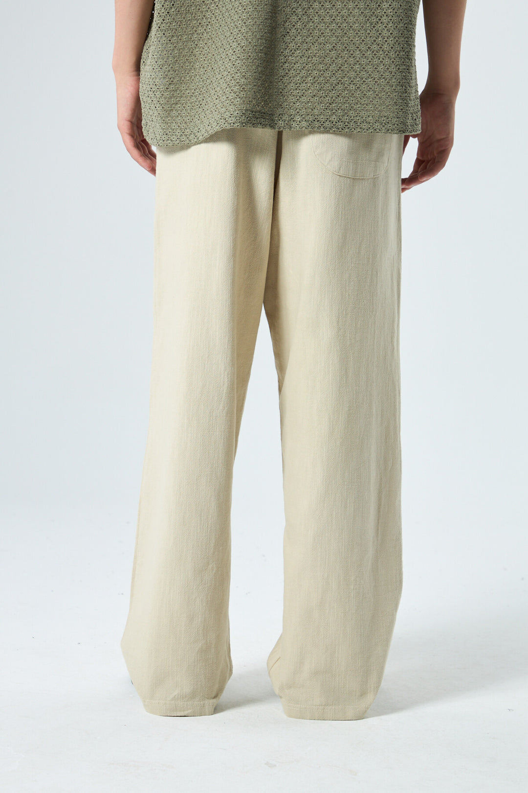 SPRUCE BELT DETAILED OVERSIZE LINEN TROUSERS STONE