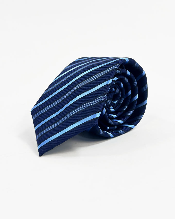 Royal blue silk striped tie