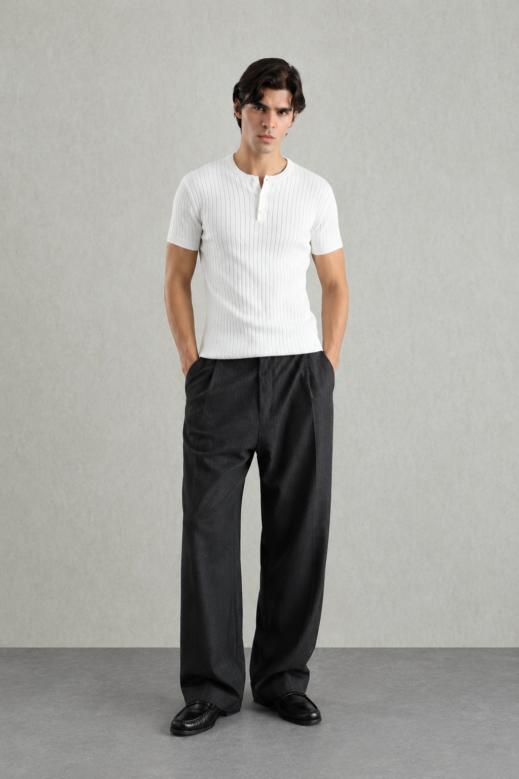 Giesto Henley Shortsleeve Shirt in White