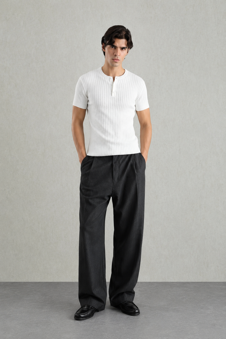 Giesto Henley Shortsleeve Shirt in White